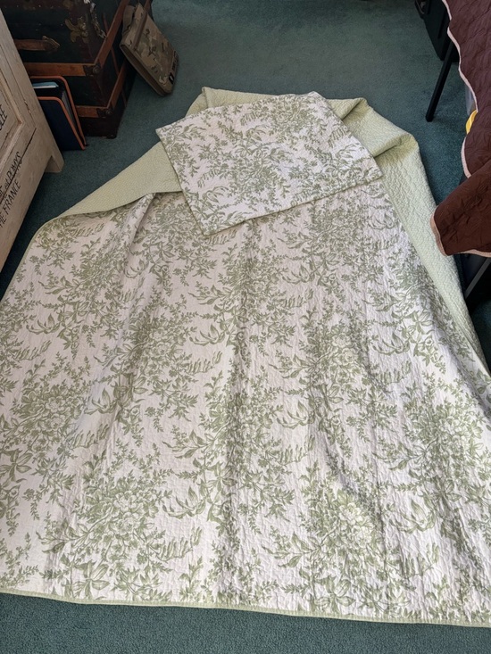 Laura Ashley Other - Green Floral Quilt with Matching Sham